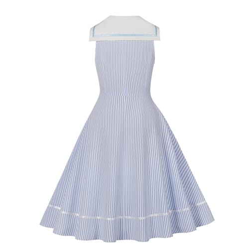 1950s Nautical Sailor Collar Swing Dress