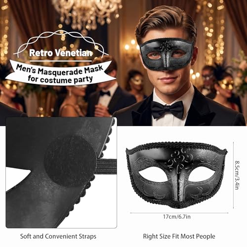 Erythem Masquerade Mask for Men, Venetian Style Masquerade Ball Mask for Halloween Costume Party Mardi Gras