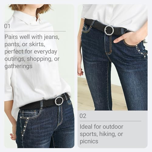 Womens Plus Size Belts 39 To 75inch Stretch Belt Black Elastic Belts