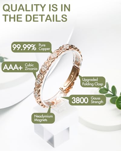 Feraco Pure Copper Bracelets for Women, Ultra Strength Magnetic Bracelet
