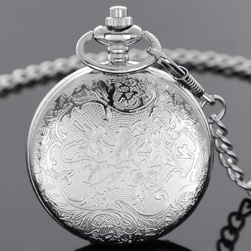 Dragon Design Quartz Pocket Watch Roman Numerals with Chain Birthdays