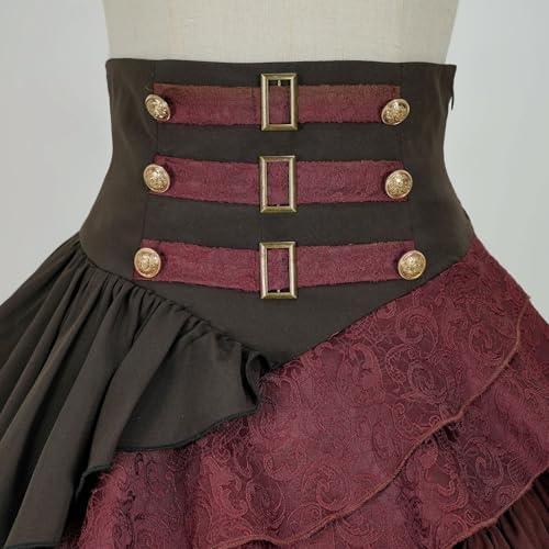 Women's Steampunk Skirt Gothic High Waisted Ruffle Pirate Skirt