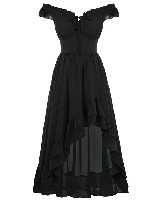 Scarlet Darkness Renaissance Corset Dress Off Shoulder Chiffon Sundress