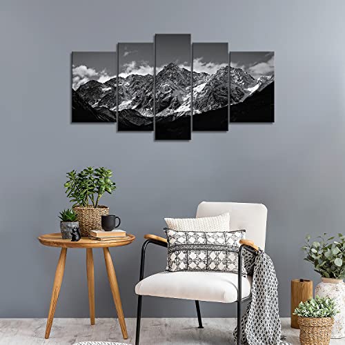 5-Piece Black & White Mountain Canvas Wall Art