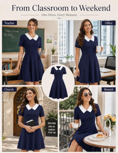 1950s Vintage A-Line Dress with Peter Pan Collar