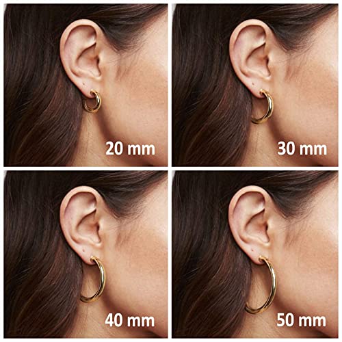 PAVOI Chunky Hoop Earrings for Women, 14K Gold Plated, Yellow Gold, Size 30