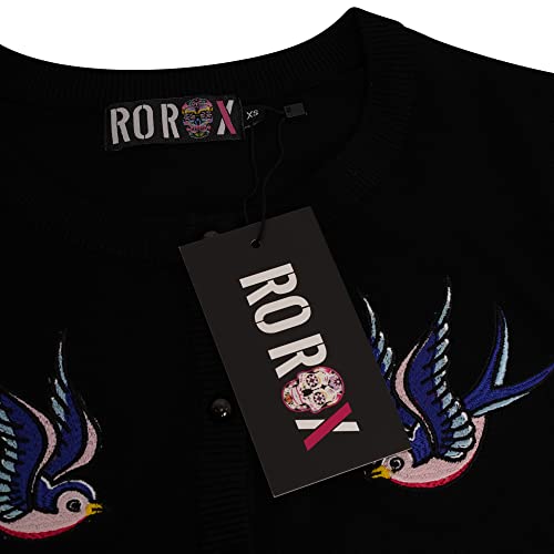 Ro Rox Swallows Cardigan Rockabilly Retro Vintage Bird Embroidery Knit Knitted