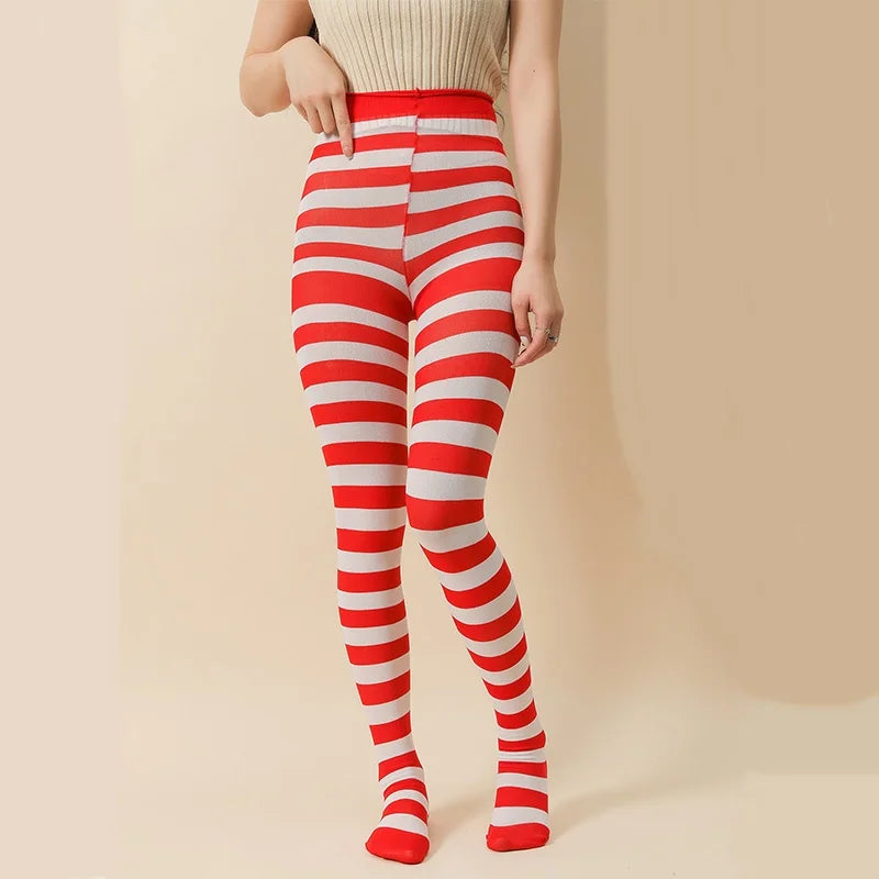 Rainbow Striped Goth Punk High Waist Pantyhose