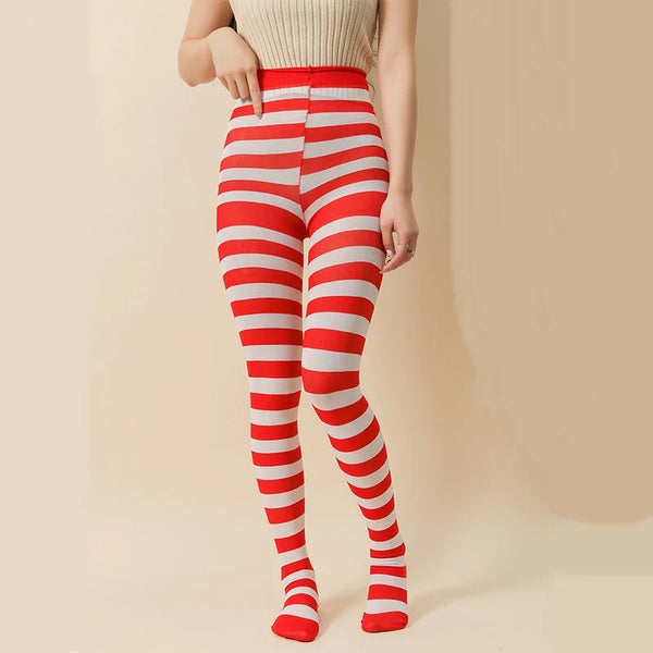 Rainbow Striped Goth Punk High Waist Pantyhose