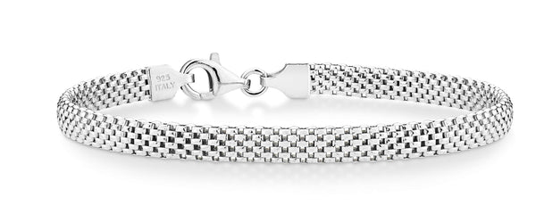 Miabella Italian 925 Sterling Silver 5mm Mesh Bracelet for Women