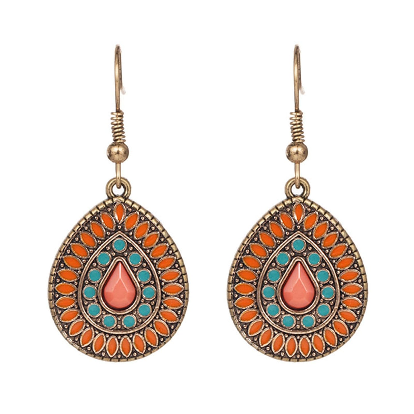 Handmade Boho Enamel Teardrop Dangle Earrings
