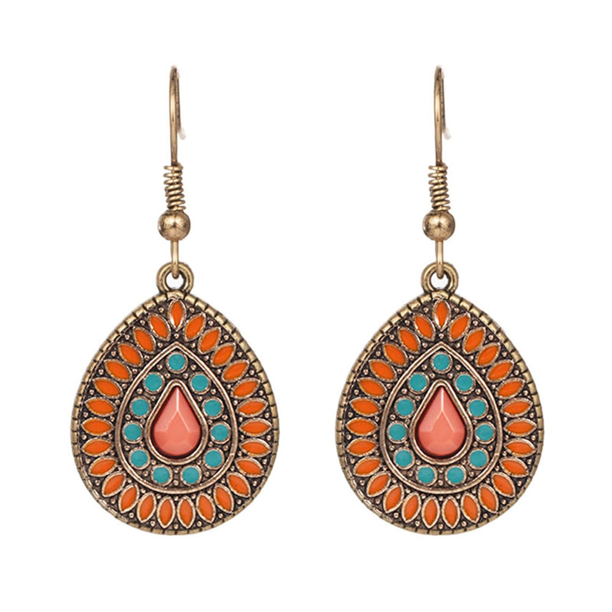 Handmade Boho Enamel Teardrop Dangle Earrings