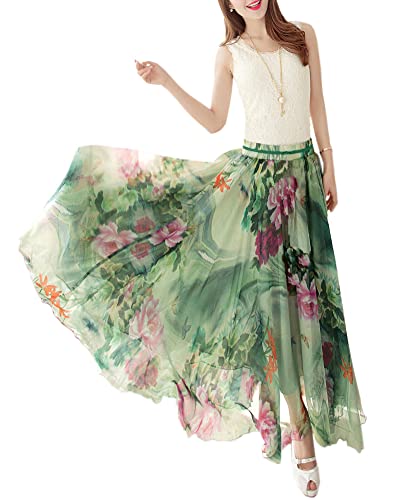 Women Full/Ankle Length Blending Maxi Chiffon Long Skirt Beach Skirt