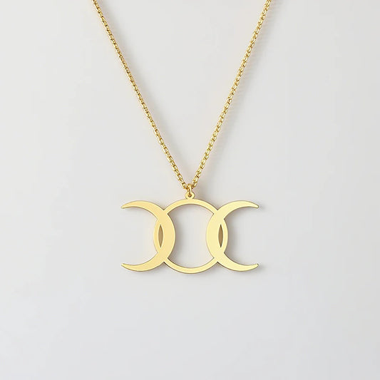 Triple Moon Goddess Necklace - Lunar Phase Jewelry