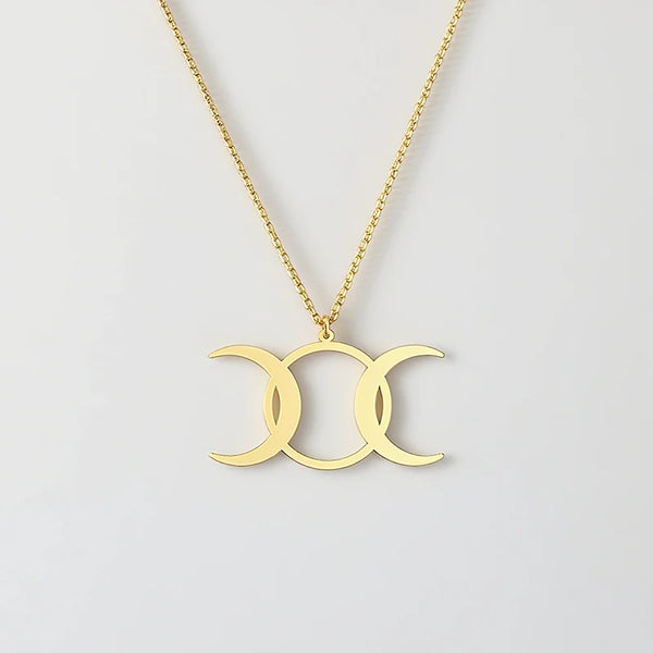 Triple Moon Goddess Necklace - Lunar Phase Jewelry