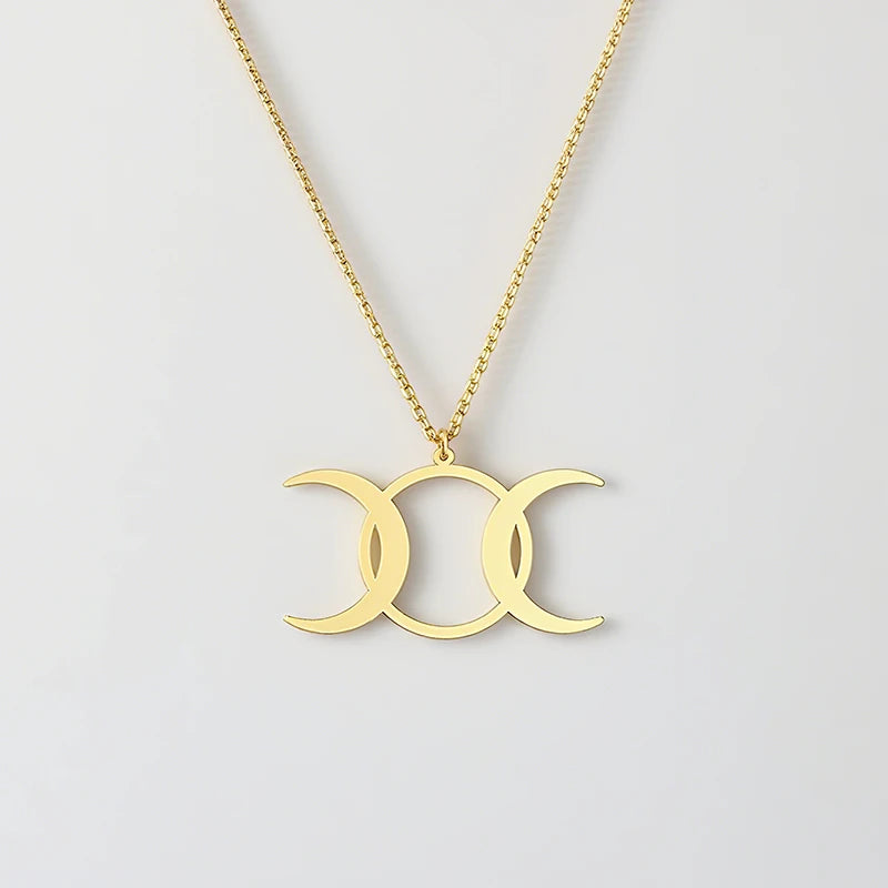 Triple Moon Goddess Necklace - Lunar Phase Jewelry Main image