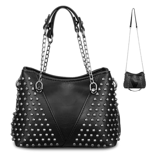 Studded Rivet Chain Crossbody Messenger Bag