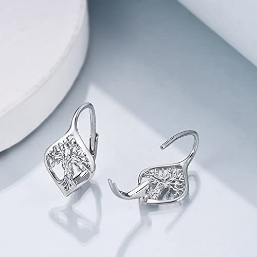 925 Sterling Silver Tree of Life Hoop Earrings
