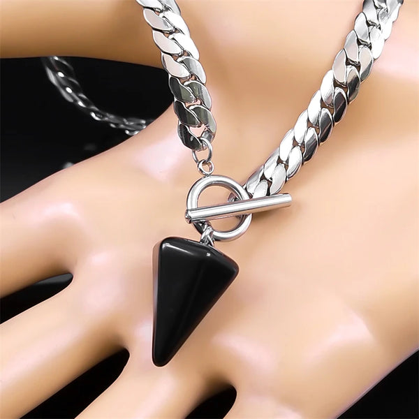 Goth Obsidian Reiki Healing Pendulum for - Spiritual Jewelry