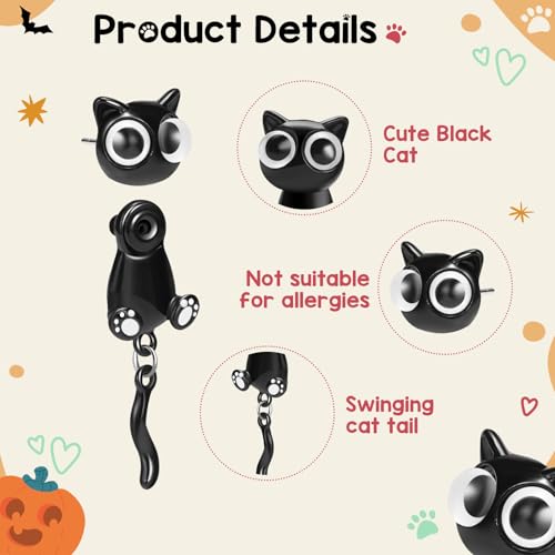 Adorable Black Cat Earrings for Women Cute Cat Paw Stud Earrings Halloween Christmas Jewelry Gifts