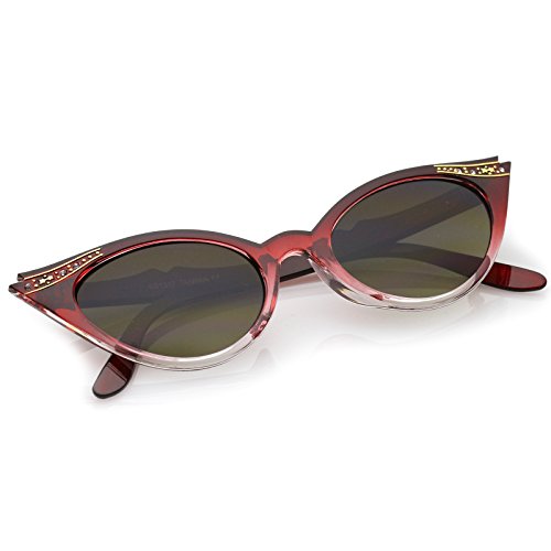 zeroUV 50s Vintage Cat Eye Sunglasses for Women UV400 Embellished with Rhinestones, Pinup Girl & Rockabilly Accessories 50mm