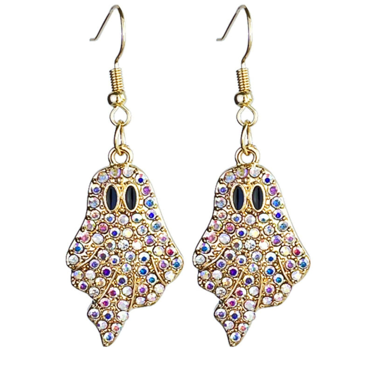Halloween Pumpkin Ghost Earrings Sparkly Rhinestone Dangle Earring for Women