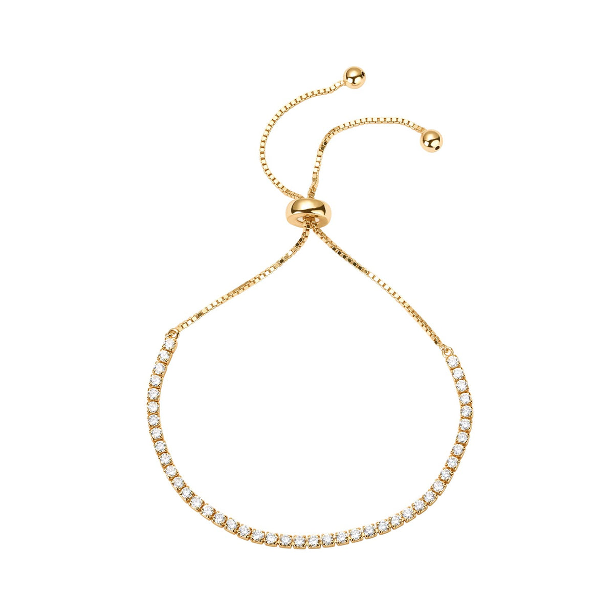 PAVOI Tennis Bracelets for Women, 14K Gold Plated Adjustable CZ Bracelet
