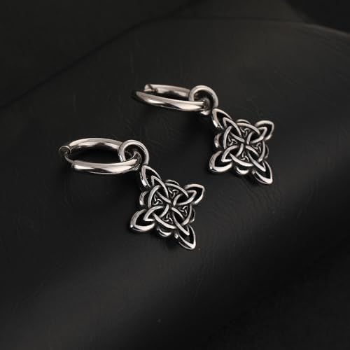 Witches Knot Earrings, Stainless Steel Dangle Earrings Celtic Knot Triquetra Trinity