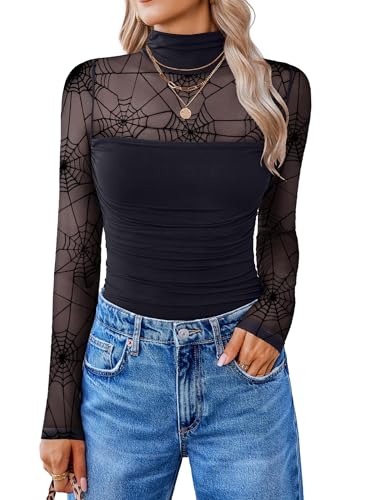 Avidlove Women Long Sleeve Bodysuit Turtle Neck Shapewear Body Suits Mesh One Piece Leotard Shirt Going Out Tops Fall Outfits