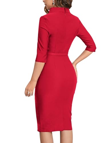 Women's 1950s Vintage 3/4 Sleeve Elegant Collar Cocktail Evening Dress