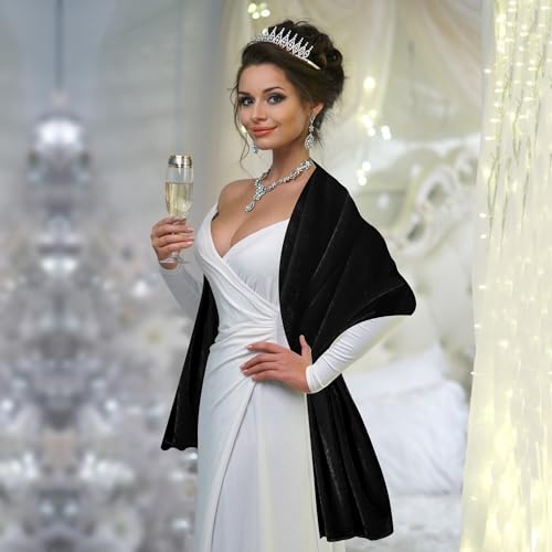 Wehhbtye Velvet Shawl and Wraps, Women's Scarves Wrap for Evening Dress, Elegant Lady Style Shawl Wraps for Dress Accessories