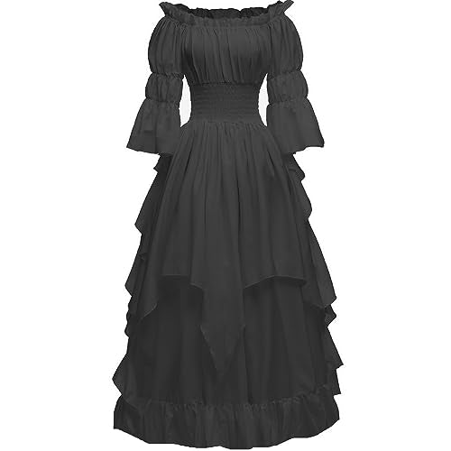 Women's Gothic Witch Dress Medieval Renaissance Costume Victorian Dress