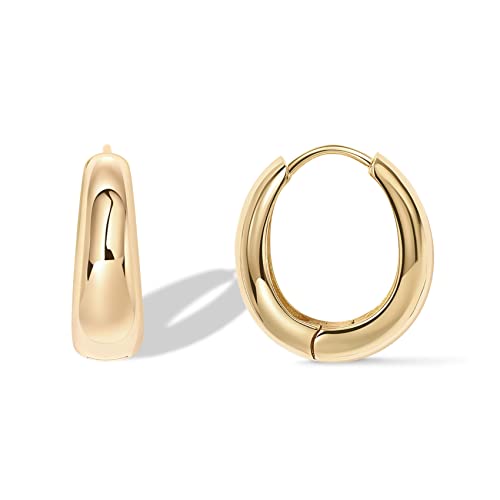 PAVOI Gold Hoop Earrings for Women, 14K Gold Plated Small Chunky Hoops Main image