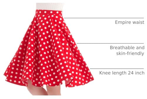 50s Vintage Polka Dot A-Line Pleated Midi Swing Skirt