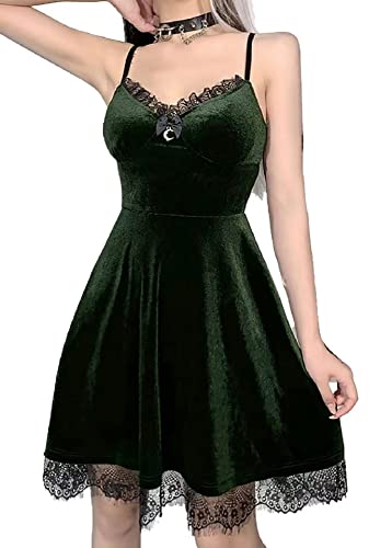 TSMNZMU Womens Gothic Velvet Dress Witchy Moon Charm Lolita Cami Dresses