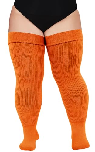 Moon Wood Plus Size Thigh High Socks for Thick Thighs- Women Extra Long Over the Knee Stockings- Halloween Socks Leg Warmers