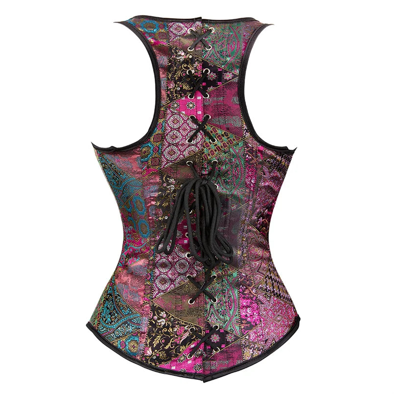 Lace-Up Striped Underbust Corset – Plus Size