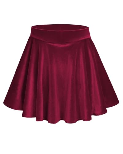 Girls Velvet Pleated Skirts Mini Strech Twirl Skirt with Pockets 6-16 Years