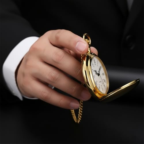 Smooth Vintage Pocket Watch with Chain