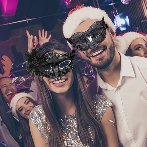 SIQUK Couple Masquerade Masks Set Venetian Party Mask Costume Mask