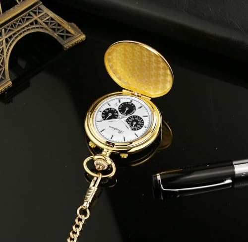 Smooth Quartz Pocket Watches for Men Multifunctional Chronograph Class