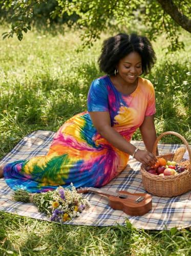Plus Size Maxi Dress for Women Summer Short Sleeve Casual Sundress