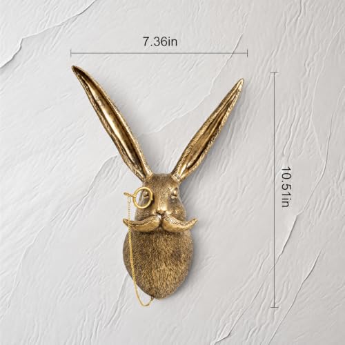 Gold Rabbit Animal Head Wall Sculpture