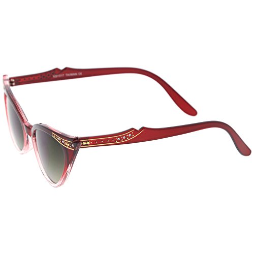 zeroUV 50s Vintage Cat Eye Sunglasses for Women UV400 Embellished with Rhinestones, Pinup Girl & Rockabilly Accessories 50mm