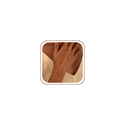 CHESKY 14K Gold Plated Hand Chain Bracelets for Women Stack Jewelry