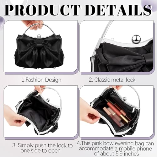 Coquette Bow Pleated Satin Clutch