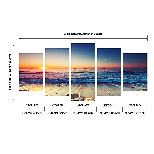 Ocean Seascape 5-Piece Modern Canvas Wall Art