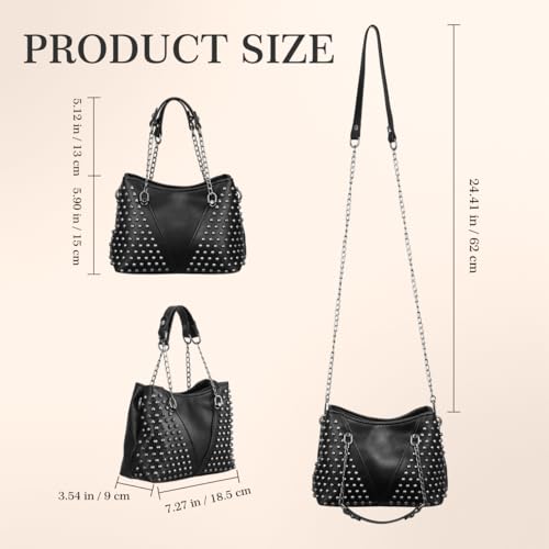Studded Rivet Chain Crossbody Messenger Bag