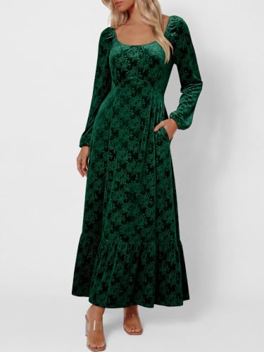 Caracilia Womens Long Sleeve Velvet Formal Fall Maxi Dress Secondary image