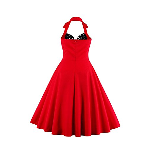 Women Vintage 1950s Rockabilly Swing Dress 50s Pinup Retro Hepburn Style A-Line Halterneck Floral Dresses